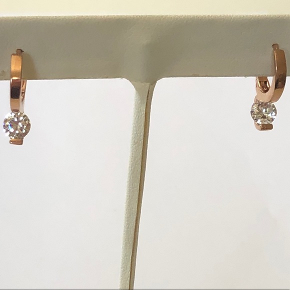 Jewelry - 925 Silver cz hoop earrings 14k rose gold plated
